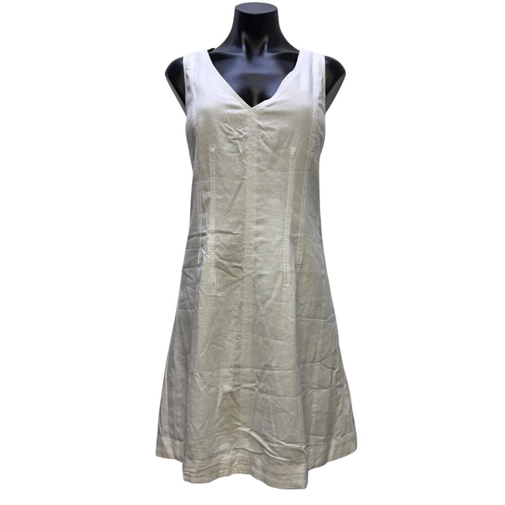 NWT Banana Republic Linen-Blend White V-Neck Dress 10 Tall